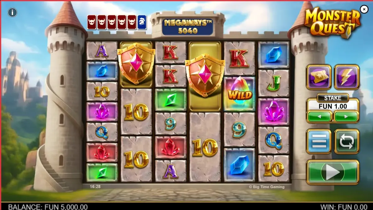 Ksatria berhadapan dengan monster dalam slot bertema fantasi Monster Quest