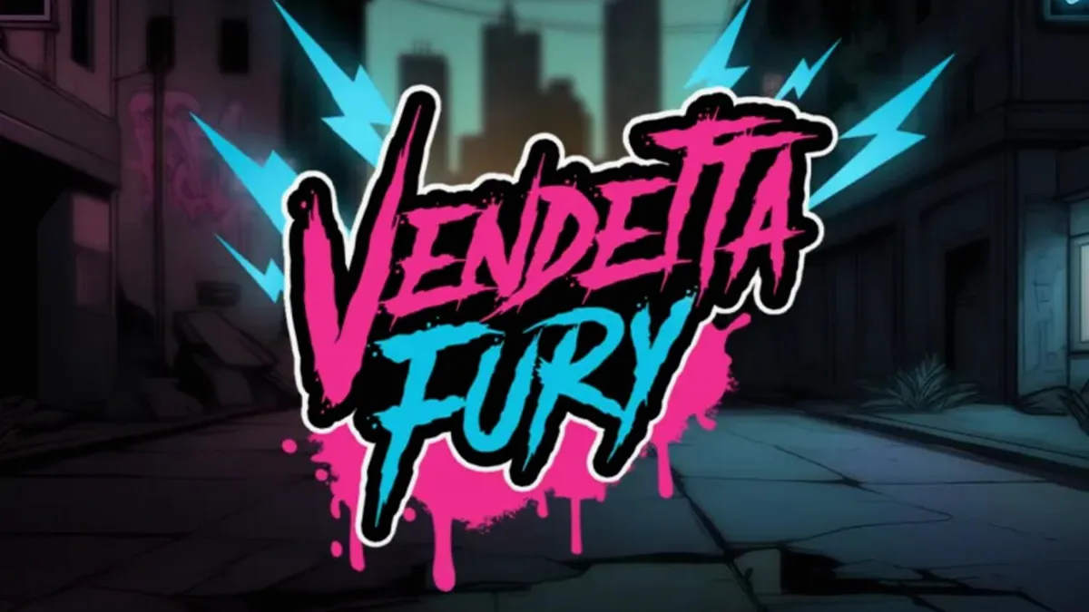 Tampilan visual neon cyberpunk dari slot Vendetta Fury yang penuh aksi
