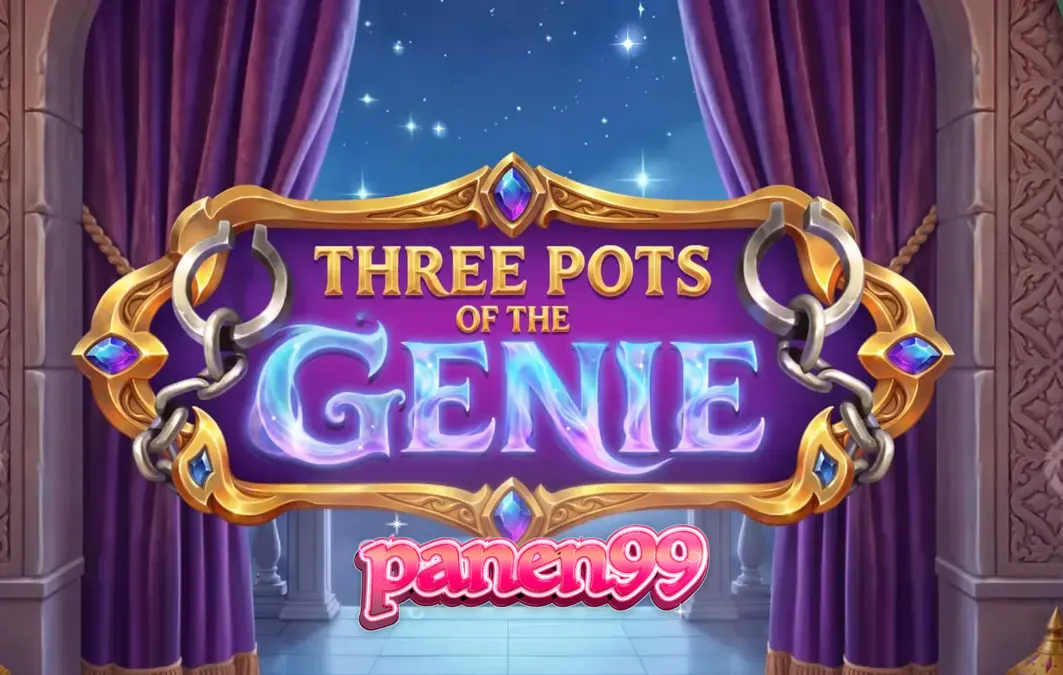 Tampilan visual slot Three Pots of the Genie dengan pot ajaib dan permata